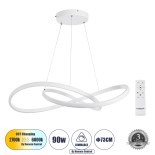 GloboStar® DEXTER 60914 Κρεμαστό Φωτιστικό Οροφής Design LED CCT 90W 10080lm 300° AC 220-240V - Εναλλαγή Φωτισμού μέσω Τηλεχειριστηρίου All In One Ψυχρό 6000k+Φυσικό 4500k+Θερμό 2700k Dimmable Φ73cm - Λευκό - 3 Years Warranty
