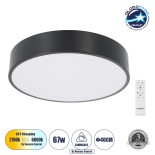 GloboStar® BURTON 61200-S Πλαφονιέρα Οροφής LED CCT 67W 7370lm 120° AC 220-240V - Εναλλαγή Φωτισμού μέσω Τηλεχειριστηρίου All In One Ψυχρό 6000k+Φυσικό 4500k+Θερμό 2700k Dimmable Φ40cm - Μαύρο - 3 Years Warranty