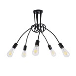 GLOBOSTAR® PAULELI 01127 Μοντέρνο Κρεμαστό Φωτιστικό Οροφής με Ντουί 5 x E27 AC 220-240V IP20 - Μαύρο - Μ76 x Π76 x Υ45cm
