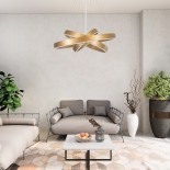 kelvo® VENOM 61190-DECO Μοντέρνο Κρεμαστό Φωτιστικό Οροφής LED 120W 14158lm 120° AC 220-240V IP20 Ρυθμιζόμενο Λευκό CCT με Χειριστήριο από 2700K έως 6000K Dimmable - Lumileds SMD Chip - Χρυσό Βούρτσας - Μ80 x Π80 x Υ60cm - 3 Χρόνια Εγγύηση
