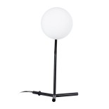 GloboStar® ELFIS 01100 Μοντέρνο Επιτραπέζιο Φωτιστικό Πορτατίφ Μονόφωτο 1 x E27 Λευκή Γυάλινη Μπάλα με Μεταλλικό Μαύρο Σώμα Φ15 x Υ41cm