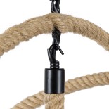 GloboStar® VITRUVIAN 01141 Vintage Κρεμαστό Φωτιστικό Σχοινί Πολύφωτο 4 x E14 IP20 Μαύρο Μέταλλο με Μπεζ Σχοινί - Μ53 x Π53 x Υ53cm