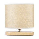 GloboStar® CHIARA 01241 Boho Επιτραπέζιο Φωτιστικό Πορτατίφ Μονόφωτο 1 x E27 IP20 Μπεζ Ξύλο με Μπεζ Ύφασμα - Μ25 x Π12 x Υ26cm
