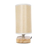 GloboStar® CHIARA 01241 Boho Επιτραπέζιο Φωτιστικό Πορτατίφ Μονόφωτο 1 x E27 IP20 Μπεζ Ξύλο με Μπεζ Ύφασμα - Μ25 x Π12 x Υ26cm