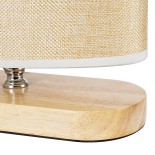 GloboStar® CHIARA 01241 Boho Επιτραπέζιο Φωτιστικό Πορτατίφ Μονόφωτο 1 x E27 IP20 Μπεζ Ξύλο με Μπεζ Ύφασμα - Μ25 x Π12 x Υ26cm