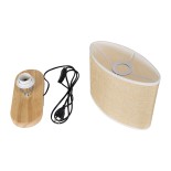 GloboStar® CHIARA 01241 Boho Επιτραπέζιο Φωτιστικό Πορτατίφ Μονόφωτο 1 x E27 IP20 Μπεζ Ξύλο με Μπεζ Ύφασμα - Μ25 x Π12 x Υ26cm