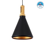 GLOBOSTAR® CALYPSO 01334-C Μοντέρνο Κρεμαστό Φωτιστικό Οροφής με Ντουί 1 x E27 AC 220-240V IP20 - Μαύρο & Μπρούτζινο - Μ25 x Π25 x Υ40cm