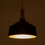 GLOBOSTAR® CALYPSO 01334 Μοντέρνο Κρεμαστό Φωτιστικό Οροφής με Ντουί 3 x E27 AC 220-240V IP20 - Μαύρο & Μπρούτζινο - Μ110 x Π110 x Υ35cm - Σετ 3 Τεμαχίων