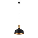 GLOBOSTAR® CALYPSO 01334-B Μοντέρνο Κρεμαστό Φωτιστικό Οροφής με Ντουί 1 x E27 AC 220-240V IP20 - Μαύρο & Μπρούτζινο - Μ36 x Π36 x Υ35cm