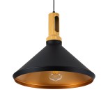 GLOBOSTAR® CALYPSO 01334-A Μοντέρνο Κρεμαστό Φωτιστικό Οροφής με Ντουί 1 x E27 AC 220-240V IP20 - Μαύρο & Μπρούτζινο - Μ36 x Π36 x Υ30cm