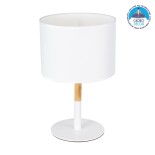 GloboStar® BRONX 01520 Μοντέρνο Επιτραπέζιο Φωτιστικό Πορτατίφ Μονόφωτο 1 x E27 Λευκό Μεταλλικό με Καπέλο Φ25xY40cm