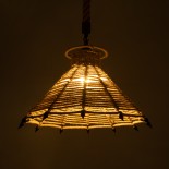 GloboStar® OZERO 01603 Boho Κρεμαστό Φωτιστικό Καμπάνα Μονόφωτο 1 x E27 IP20 Μπεζ Σχοινί - Μ41 x Π41 x Y28cm