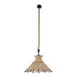 GloboStar® OZERO 01603 Boho Κρεμαστό Φωτιστικό Καμπάνα Μονόφωτο 1 x E27 IP20 Μπεζ Σχοινί - Μ41 x Π41 x Y28cm