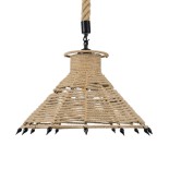 GloboStar® OZERO 01603 Boho Κρεμαστό Φωτιστικό Καμπάνα Μονόφωτο 1 x E27 IP20 Μπεζ Σχοινί - Μ41 x Π41 x Y28cm