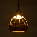 GloboStar® KUBRIC 01605 Vintage Κρεμαστό Φωτιστικό Οροφής Μονόφωτο 1 x E27 Μπεζ Καμπάνα με Σχοινί Φ30 x Υ40cm