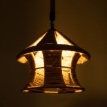 GloboStar® SOLITARIO 01606 Boho Κρεμαστό Φωτιστικό Φιγούρα Μονόφωτο 1 x E27 IP20 Μπεζ Σχοινί -Μ36 x Π36 x Y30cm