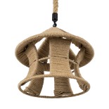 GloboStar® SOLITARIO 01606 Boho Κρεμαστό Φωτιστικό Φιγούρα Μονόφωτο 1 x E27 IP20 Μπεζ Σχοινί -Μ36 x Π36 x Y30cm