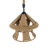 GloboStar® SOLITARIO 01606 Boho Κρεμαστό Φωτιστικό Φιγούρα Μονόφωτο 1 x E27 IP20 Μπεζ Σχοινί -Μ36 x Π36 x Y30cm