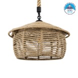 GLOBOSTAR® SPIRIT 01607 Boho Κρεμαστό Φωτιστικό Οροφής με Ντουί 1 x E27 AC 220-240V IP20 - Μπεζ - Μ35 x Π35 x Y30cm