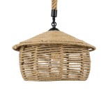 GLOBOSTAR® SPIRIT 01607 Boho Κρεμαστό Φωτιστικό Οροφής με Ντουί 1 x E27 AC 220-240V IP20 - Μπεζ - Μ35 x Π35 x Y30cm