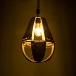 GloboStar® POLIA 01608 Boho Κρεμαστό Φωτιστικό Πλέγμα Μονόφωτο 1 x E27 IP20 Μπεζ Σχοινί - Μ30 x Π30 x Y42cm