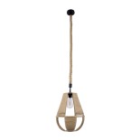 GloboStar® POLIA 01608 Boho Κρεμαστό Φωτιστικό Πλέγμα Μονόφωτο 1 x E27 IP20 Μπεζ Σχοινί - Μ30 x Π30 x Y42cm