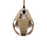 GloboStar® POLIA 01608 Boho Κρεμαστό Φωτιστικό Πλέγμα Μονόφωτο 1 x E27 IP20 Μπεζ Σχοινί - Μ30 x Π30 x Y42cm