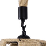 GloboStar® POLIA 01608 Boho Κρεμαστό Φωτιστικό Πλέγμα Μονόφωτο 1 x E27 IP20 Μπεζ Σχοινί - Μ30 x Π30 x Y42cm