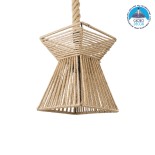 GloboStar® ROUGE 01611 Boho Κρεμαστό Φωτιστικό Πλέγμα Μονόφωτο 1 x E27 IP20 Μπεζ Σχοινί - Μ21 x Π21 x Y27cm
