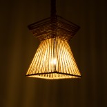 GloboStar® ROUGE 01611 Boho Κρεμαστό Φωτιστικό Πλέγμα Μονόφωτο 1 x E27 IP20 Μπεζ Σχοινί - Μ21 x Π21 x Y27cm