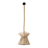 GloboStar® ROUGE 01611 Boho Κρεμαστό Φωτιστικό Πλέγμα Μονόφωτο 1 x E27 IP20 Μπεζ Σχοινί - Μ21 x Π21 x Y27cm