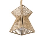 GloboStar® ROUGE 01611 Boho Κρεμαστό Φωτιστικό Πλέγμα Μονόφωτο 1 x E27 IP20 Μπεζ Σχοινί - Μ21 x Π21 x Y27cm