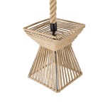 GloboStar® ROUGE 01611 Boho Κρεμαστό Φωτιστικό Πλέγμα Μονόφωτο 1 x E27 IP20 Μπεζ Σχοινί - Μ21 x Π21 x Y27cm