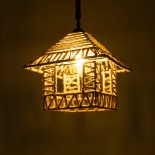 GloboStar® SPIKY 01613 Boho Κρεμαστό Φωτιστικό Φιγούρα Μονόφωτο 1 x E27 IP20 Μπεζ Σχοινί - Μ43 x Π43 x Y28cm