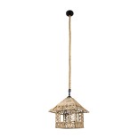 GloboStar® SPIKY 01613 Boho Κρεμαστό Φωτιστικό Φιγούρα Μονόφωτο 1 x E27 IP20 Μπεζ Σχοινί - Μ43 x Π43 x Y28cm