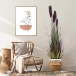 GloboStar® Artificial Garden MILOS 20308 Διακοσμητικό Ψάθινο Καλάθι - Κασπώ Γλάστρα - Flower Pot Μπεζ με Μακραμέ Φ32cm x Υ28cm 
