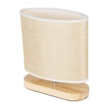 GloboStar® CHIARA 01241 Boho Επιτραπέζιο Φωτιστικό Πορτατίφ Μονόφωτο 1 x E27 IP20 Μπεζ Ξύλο με Μπεζ Ύφασμα - Μ25 x Π12 x Υ26cm