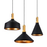 GLOBOSTAR® CALYPSO 01334 Μοντέρνο Κρεμαστό Φωτιστικό Οροφής με Ντουί 3 x E27 AC 220-240V IP20 - Μαύρο & Μπρούτζινο - Μ110 x Π110 x Υ35cm - Σετ 3 Τεμαχίων