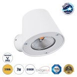 GloboStar® GARDENIA 60797 Φωτιστικό Τοίχου - Απλίκα Αρχιτεκτονικού Φωτισμού Εσωτερικού/Εξωτερικού Χώρου Up or Down LED 7W 700lm 60° AC220-240V Αδιάβροχο IP65 - Σώμα Αλουμινίου & Tempered Glass - Μ9.5 x Π13 x Υ7.7cm - Θερμό Λευκό 2700K - Λευκό - Bridgelux 