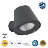 GloboStar® GARDENIA 60798 Φωτιστικό Τοίχου - Απλίκα Αρχιτεκτονικού Φωτισμού Εσωτερικού/Εξωτερικού Χώρου Up or Down LED 7W 700lm 60° AC220-240V Αδιάβροχο IP65 - Σώμα Αλουμινίου & Tempered Glass - Μ9.5 x Π13 x Υ7.7cm - Θερμό Λευκό 2700K - Γκρι Ανθρακί - Bri