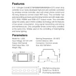GloboStar® 71415 LS2S Mi-BOXER DC WiFi & RF 2.4Ghz Dimmer High Speed Controller 5 Καναλιών DC 12-24V 5 x 6A 144W - Max 10A 240W - IP20 RGBW+WW - Din Rail Ράγας - Μ9 x Π3.4 x Υ6cm - 5 Years Warranty