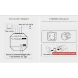 GloboStar® 71432 TRI-C1 Mi-BOXER AC Triac & RF 2.4Ghz & Push Dimmer 1 Καναλιού AC 100-240V 1 x 1.36A 300W - Max 1.36A 300W - IP20 Μ5 x Π5 x Υ2.3cm - 5 Years Warranty