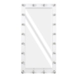 GloboStar® MAKEUP MIRROR-160x80-4 Μοντέρνος Καθρέπτης Μακιγιάζ με Πλαίσιο Φυσικού Ξύλου με Διακόπτη On/Off 20 x E27 AC220-240V - Μ80 x Π7 x Υ160cm - Λευκή Λάκα