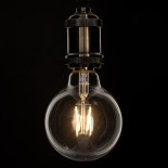 GloboStar® 99009 Λάμπα LED Long Filament E27 G95 Γλόμπος 4W 400lm 360° AC 220-240V IP20 Φ9.5 x Υ13.5cm Θερμό Λευκό 2700K με Διάφανο Γυαλί - Dimmable - 3 Years Warranty