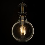 GloboStar® 99012 Λάμπα LED Long Filament E27 G125 Γλόμπος 4W 400lm 360° AC 220-240V IP20 Φ12.5 x Υ18cm Θερμό Λευκό 2700K με Διάφανο Γυαλί - Dimmable - 3 Years Warranty