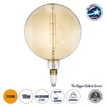 GloboStar® 99030 Λάμπα LED Long Filament E27 G380 ORBITAL Γλόμπος 10W 800lm 360° AC 220-240V IP20 Φ38 x Υ55cm Ultra Θερμό Λευκό 2200K με Μελί Γυαλί - Dimmable - 3 Years Warranty - The Bigger Bulb in Greece