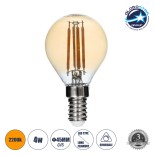 GloboStar® 99033 Λάμπα LED Long Filament E14 G45 Γλομπάκι 4W 350lm 360° AC 220-240V IP20 Φ4.5 x Υ7.5cm Ultra Θερμό Λευκό 2200K με Μελί Γυαλί - Dimmable - 3 Years Warranty