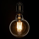 GloboStar® 99044 Λάμπα LED Long Filament E27 G125 Γλόμπος 12W 1080lm 360° AC 220-240V IP20 Φ12.5 x Υ18cm Ultra Θερμό Λευκό 2200K με Μελί Γυαλί - Dimmable - 3 Years Warranty