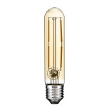 GloboStar® 99049 Λάμπα LED Long Filament E27 T30 Σωλήνας 4W 350lm 360° AC 220-240V IP20 Φ3 x Υ13.5cm Ultra Θερμό Λευκό 2200K με Μελί Γυαλί - Dimmable - 3 Years Warranty