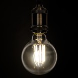 GloboStar® 99054 Λάμπα LED Long Filament E27 G95 Γλόμπος 12W 1320lm 360° AC 220-240V IP20 Φ9.5 x Υ13.5cm Φυσικό Λευκό 4000K με Διάφανο Γυαλί - Dimmable - 3 Years Warranty